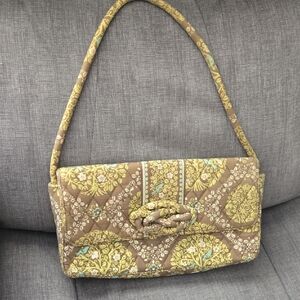 Vera Bradley Brown and Yellow Quilted Shoulder Bag with Birds. Sitting In A Tree